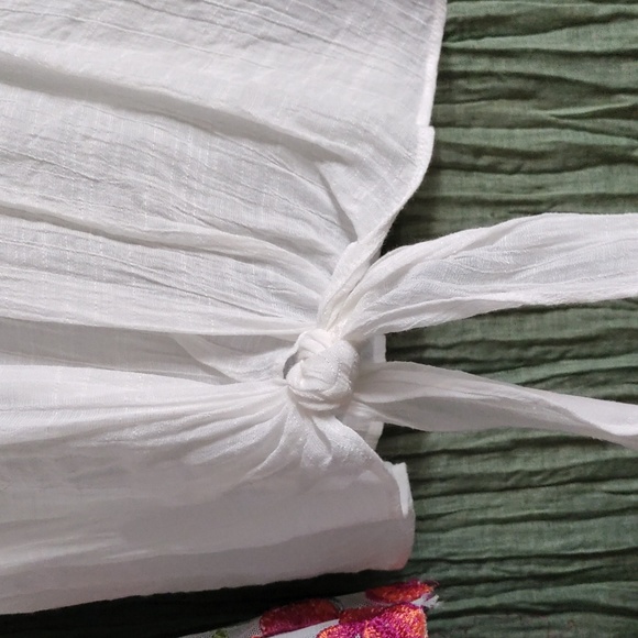 A. Byer Peasant Top with Floral Embroidered Bell Sleeves - Picture 6 of 13